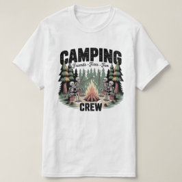 Camiseta Fogos de Acampamento Divertidos Amigos Equipe de A