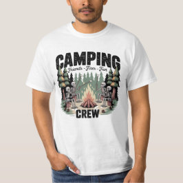 Camiseta Fogos de Acampamento Divertidos Amigos Equipe de A