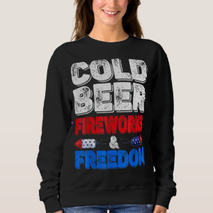 Camiseta Fogos de artifício de cerveja fria e liberdade 4 d