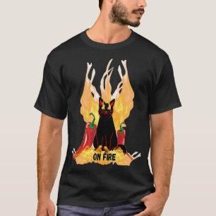Camiseta Fogos de artifício de gato preto