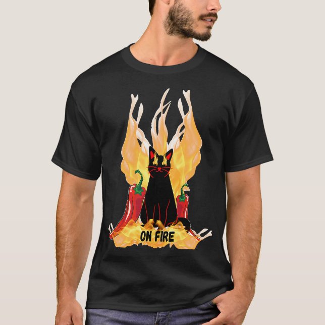 Camiseta Fogos de artifício de gato preto (Frente)
