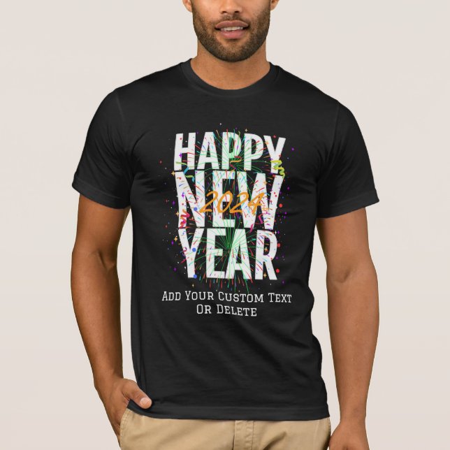 Camiseta Fogos de artifício de Véspera de ano novo feliz an (Frente)
