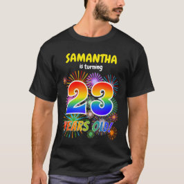 Camiseta Fogos de artifício divertidos, Arco-Íris "23", 23