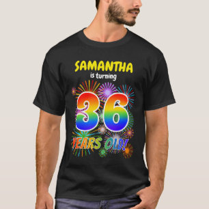 Camiseta Fogos de artifício divertidos, Arco-Íris "36", 36.