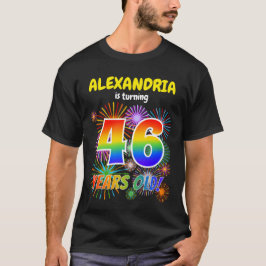 Camiseta Fogos de artifício divertidos, Arco-Íris "46", 46º