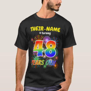 Camiseta Fogos de artifício divertidos, Arco-Íris "48", 48.