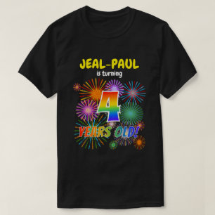 Camiseta Fogos de artifício divertidos, Arco-Íris "4", 4º a