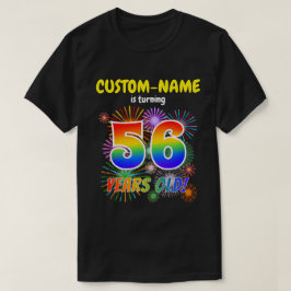 Camiseta Fogos de artifício divertidos, Arco-Íris "56", 56º