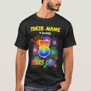 Camiseta Fogos de artifício divertidos, Arco-Íris "5", Aniv