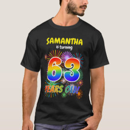 Camiseta Fogos de artifício divertidos, Arco-Íris "63", 63º