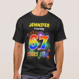 Camiseta Fogos de artifício divertidos, Arco-Íris "67", 67.