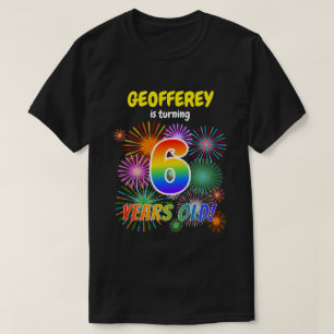 Camiseta Fogos de artifício divertidos, Arco-Íris "6", Aniv