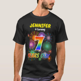 Camiseta Fogos de artifício divertidos, Arco-Íris "7", 7 Bi