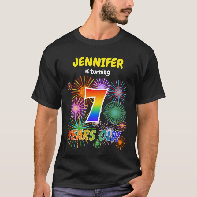 Camiseta Fogos de artifício divertidos, Arco-Íris "7", 7 Bi (Frente)