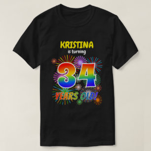 Camiseta Fogos de artifício divertidos, Rainbow Look "34",