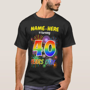 Camiseta Fogos de artifício divertidos, Rainbow Look "40",