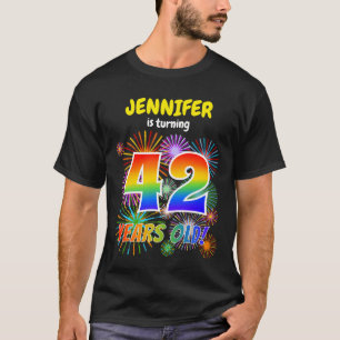 Camiseta Fogos de artifício divertidos, Rainbow Look "42",