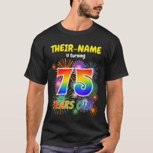 Camiseta Fogos de artifício divertidos, Rainbow look "75",