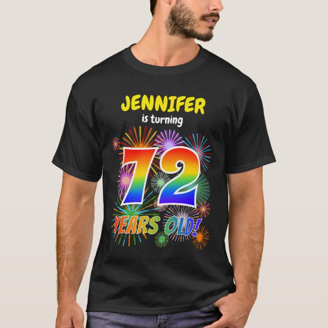 Camiseta Fogos de Artifício Divertidos, Visual de Arco-Íris (Frente)