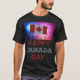 Camiseta Fogos de artifício do Dia Feliz do Canadá