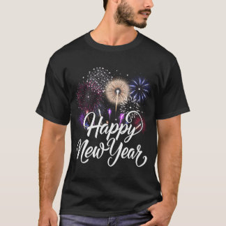 Camiseta Fogos De Artifício Do feliz ano novo 2025 Festa De