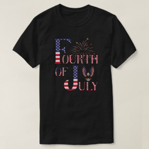 Camiseta Fogos de Artifício e Águia Careca Quatro de Julho