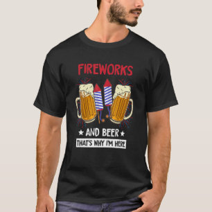 Camiseta Fogos de artifício e cerveja É por isso que estou 