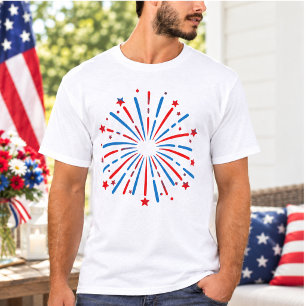Camiseta Fogos de Artifício EUA 4 de Julho Patriótico Verme