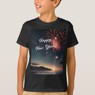 Camiseta Fogos De Artifício Joyful Ano Novo Manuscritos Cri