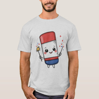 Camiseta Fogos de Artifício Kawaii do Dia 4 de Julho