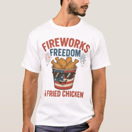 Camiseta Fogos de artifício Liberdade & Frango Fried, Engra