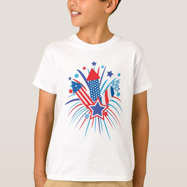 Camiseta Fogos de artifício para o 4º de julho  (Frente)