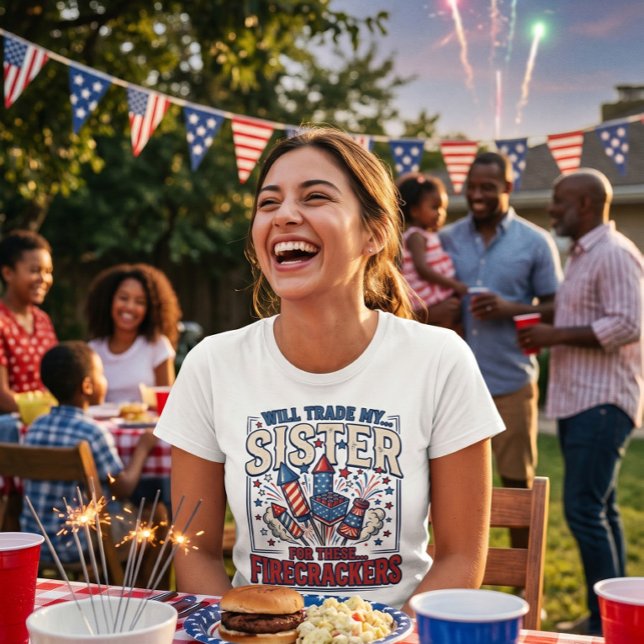 Camiseta Fogos de Artifício Troque Minha Irmã (Criador carregado)