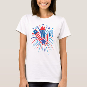Camiseta Fogos de artifício vermelhos, brancos e azuis, 4 