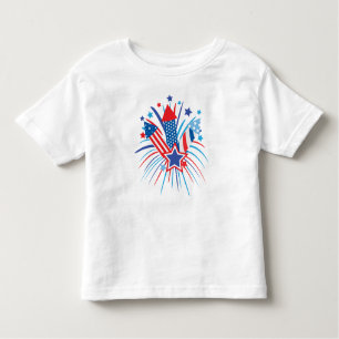Camiseta Fogos de artifício vermelhos, brancos e azuis, 4 d