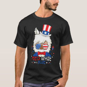 Camiseta Fogos De Azul Vermelho Azul Llama Patriótico 4º De