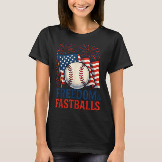Camiseta Fogos Patrióticos Beisebol 4 de Julho Liberdade