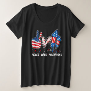 Camiseta FOGOS PEACE LOVE 4 de julho de Celebração