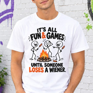 Camiseta Fogueira Engraçada de Salsicha Assada em Figuras d