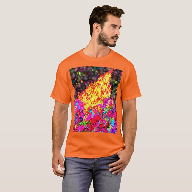 Camiseta Fogueira Holi com tinta e faíscas (Frente Completa)