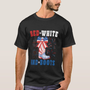 Camiseta Fogueira Vermelho Branco E Botas 4 De Julho Cowgir