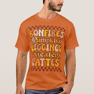 Camiseta fogueiras, abóboras, malhas, latas