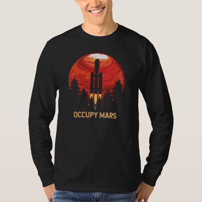 Camiseta Foguete da Missão Occupy Mars (Frente)