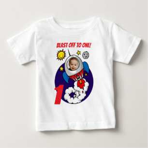 Camiseta Foguete de Aniversário de Um Ano de Idade Decoland