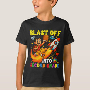 Camiseta Foguete decola para a segunda série engraçado ir p