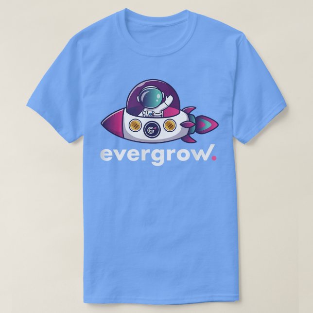 Camiseta Foguete do Astronauta Criptográfico Evergrowth (Frente do Design)