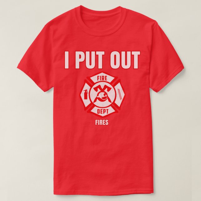 Camiseta Foguete Engraçado, Bombeiro Eu Apaguei (Frente do Design)