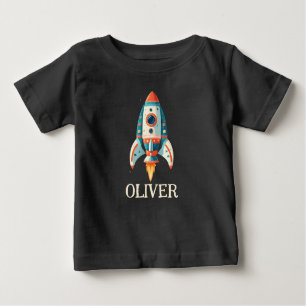 Camiseta Foguete Espacial de Cartoon Bonito Personalizado