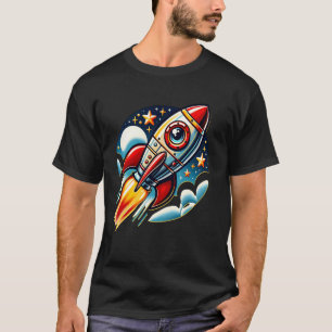 Camiseta Foguete Espacial. s Retro Decolagem s Espaço Sider