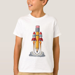Camiseta Foguete Lápis Decola Crianças
